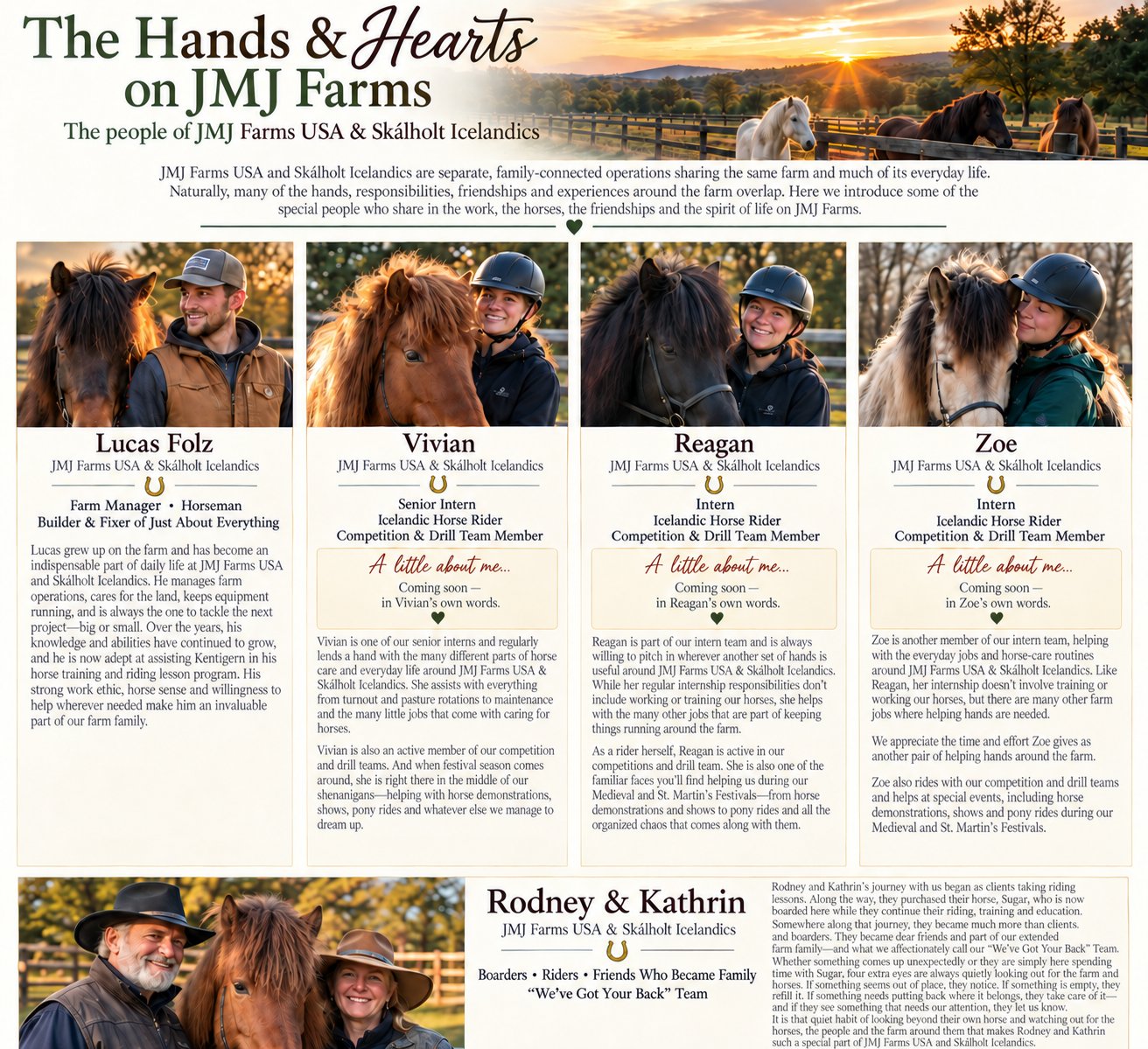 The Hands and Hearts on JMJ Farms: Lucas Folz, Vivian, Reagan, Zoe, Rodney and Kathrin