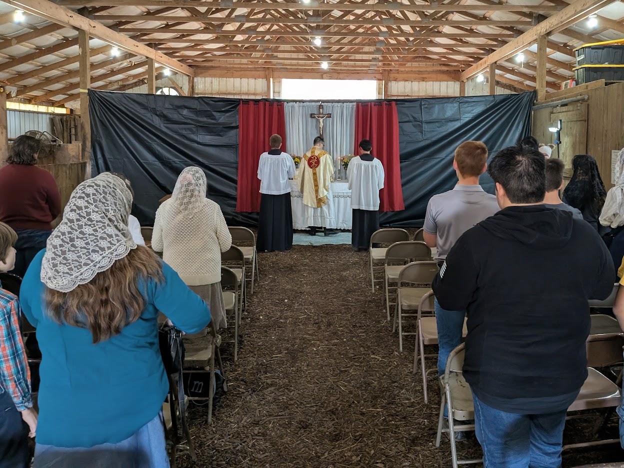 Holy Mass celebrated in the festival barn