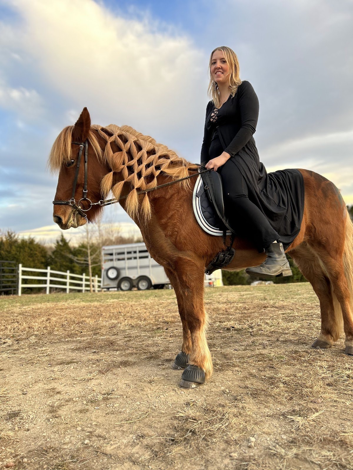 Horse and rider in autumn sunshine