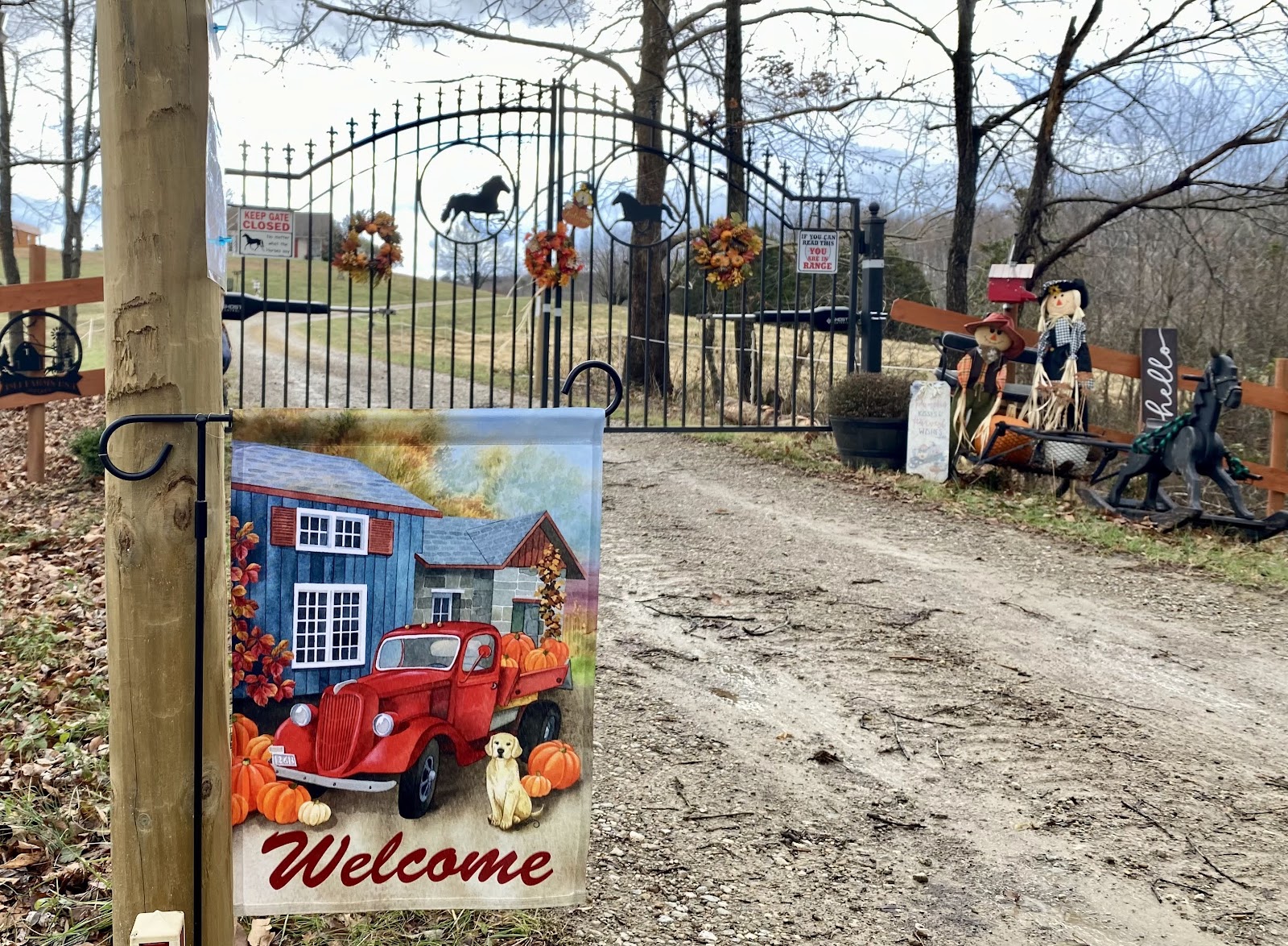 Autumn decorations welcoming festival guests
